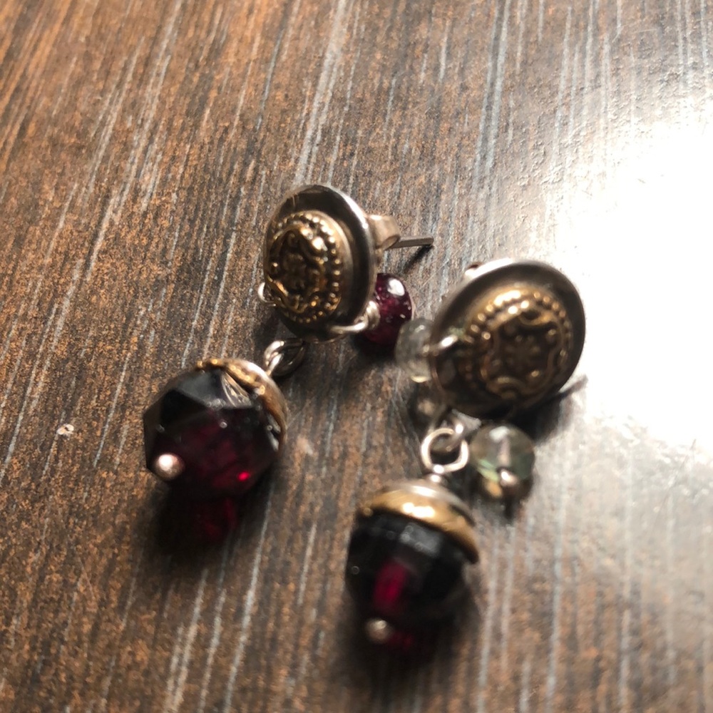 Garnet artisan drop earrings